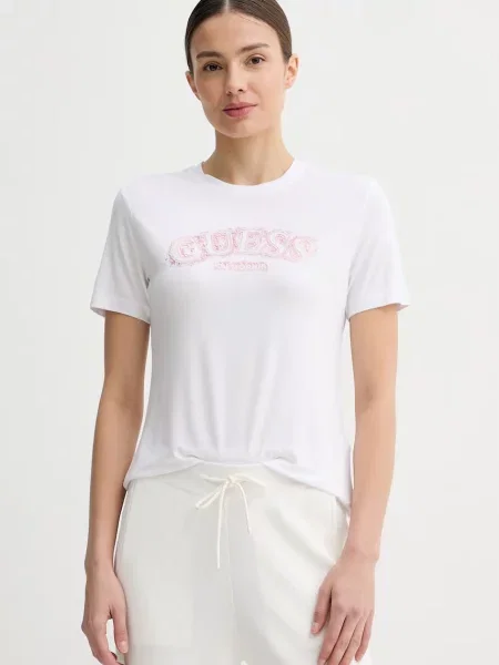 Guess t-shirt z LEONA biała