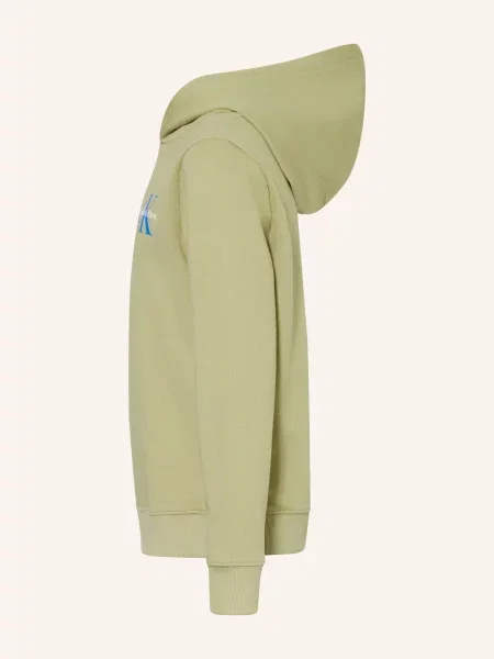 Calvin Klein Mikina S Kapucí světle zelená / modrá bílá