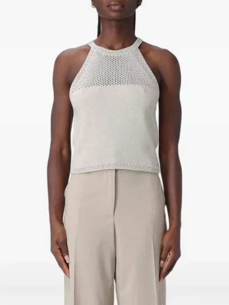Top Emporio Armani tricotate cu gât halter gri