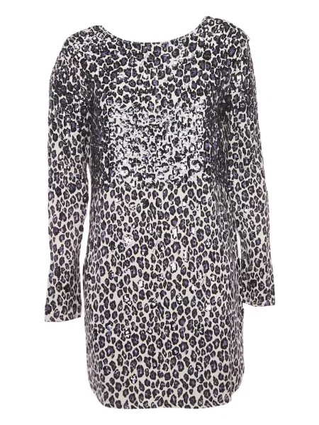 Sukienka mini Elisabetta Franchi z cekinami w panterkę garniturowa