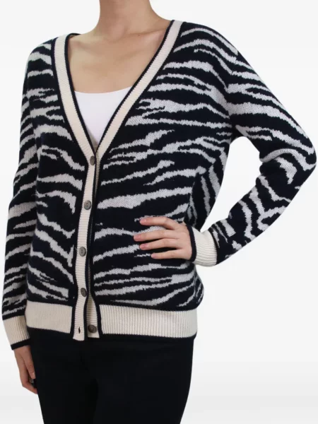 Cardigan Madeleine Thompson cu model zebră albastru