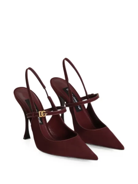 Pantofi cu toc Dolce & Gabbana din piele de căprioară slingback roșu