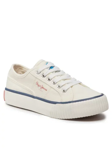 Bateliai Pepe Jeans su platforma balta