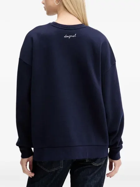 Bluza Desigual z nadrukiem z okrągłym dekoltem niebieska