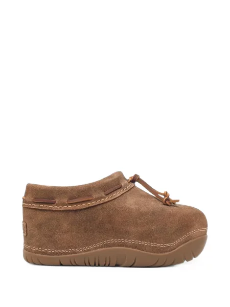 Papuci de casă Ugg din piele cu platformă maro