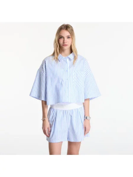 Cămașă Nike Sportswear Chill Poplin Oversized Short-Sleeve Top Lt Photo Blue/ Hydrogen Blue/ Summit White XS alb