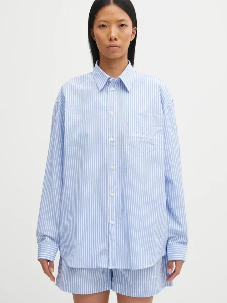 Sporty & Rich koszula Eden Script Oversized relaxed z kołnierzykiem klasycznym niebieski
