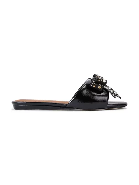 Kožené pantofle Kurt Geiger London Kensington Bow Flat Sandal černá