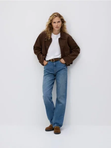 Reserved Джинси прямого крою з завищеною талією синій