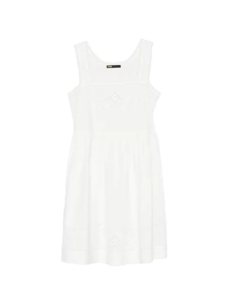 Rochie mini Maje cu broderie evazată alb
