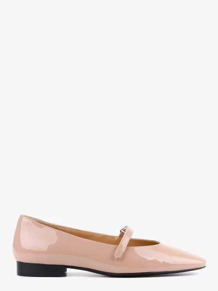 Кожаные лаковые балетки Leberdes бежевые