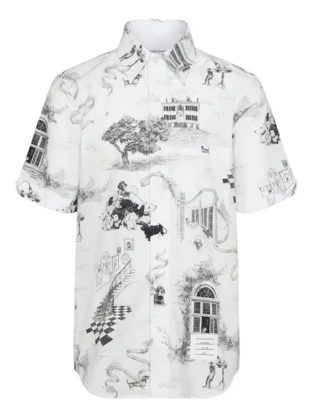 Krátká košile Thom Browne s potiskem bílá