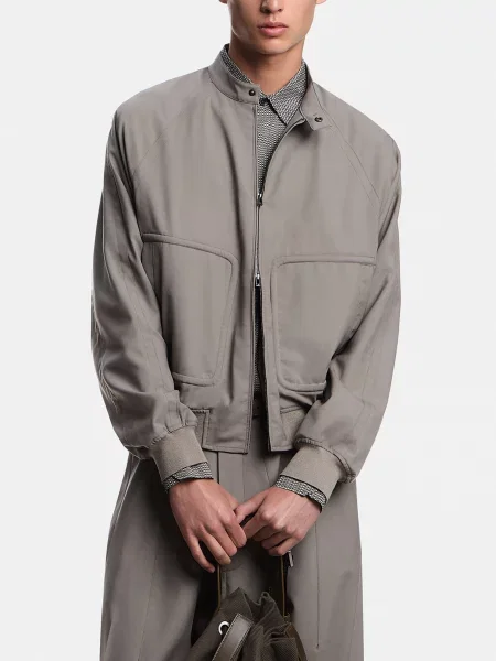 Вовняний Бомбер Emporio Armani сірий