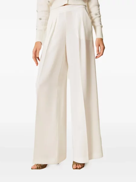 Pantaloni Twinset plisate alb