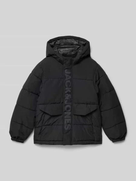 Kurtka pikowana z kapturem Jack & Jones czarna