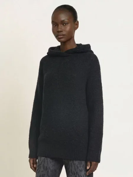 Marc Cain Pletená Mikina S Kapucí Z Alpaky black new černá