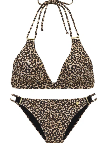 LASCANA Costum de baie două piese crem / maro negru