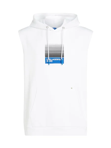 Karl Lagerfeld Jeans vestă din bărbați cu glugă cu imprimeu alb