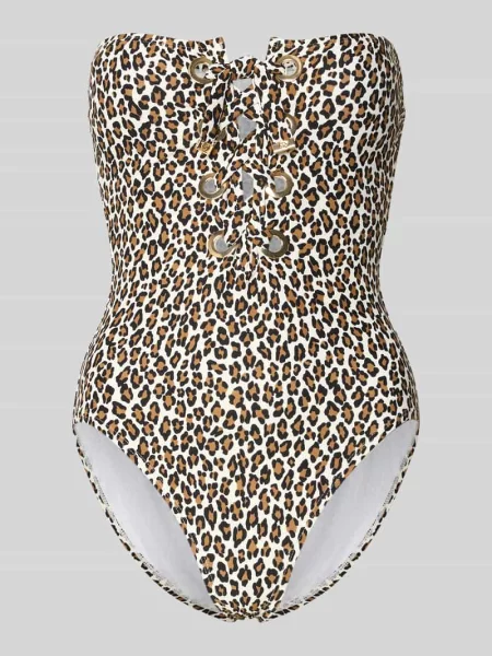 Kostium kąpielowy z wiązaniem model SMALL LEOPARD LACE UP ONE' Michael Kors czarny