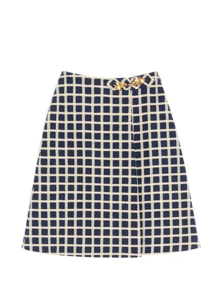 Fustă midi Valentino Garavani în carouri până la genunchi albastru