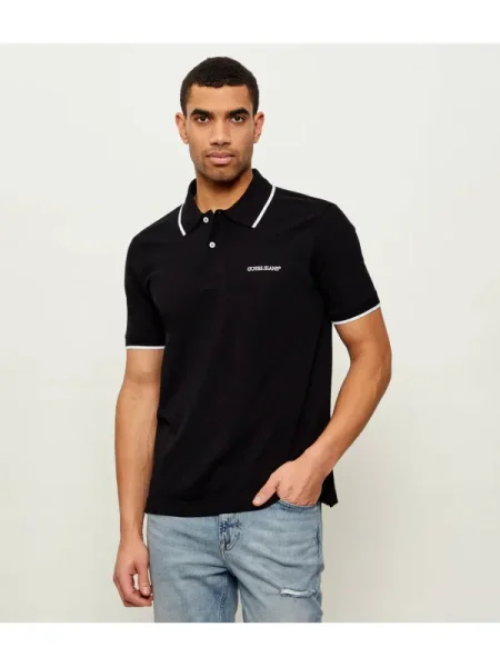 Tricou polo Guess Jeans negru