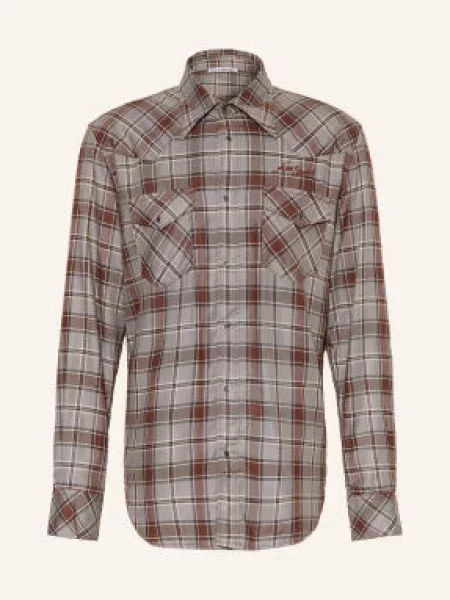 Acne Studios Košile Comfort Fit černošedá / tmavě hnědá / tmavě modrá