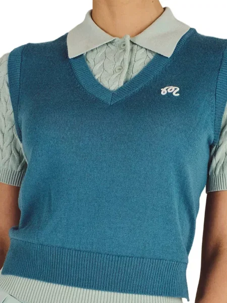 Kötött golf pólóing Malbon Golf kék