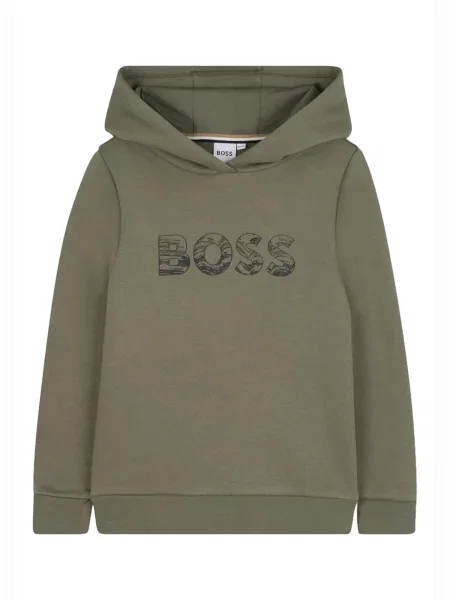 BOSS Sweater majica Felpa cappuccio verde per bambino' zelena
