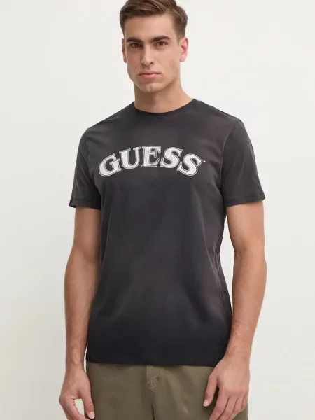 Тениска Guess с принт черно