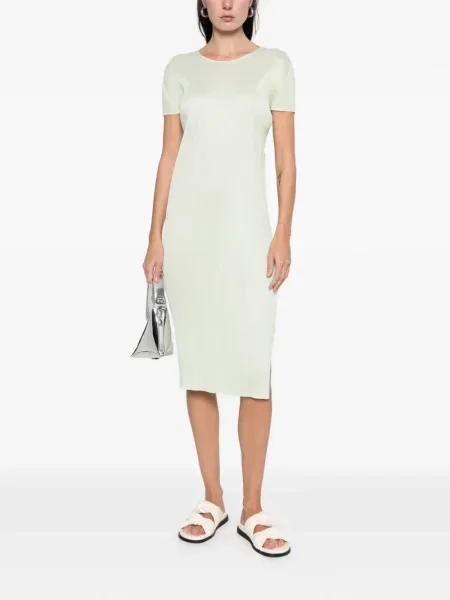Rochie Pleats Please Issey Miyake plisată de costum verde