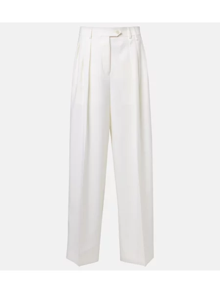 Pantaloni Calvin Klein Collection de lână alb