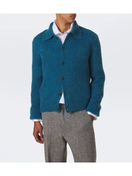 Cardigan Dries Van Noten de lână albastru