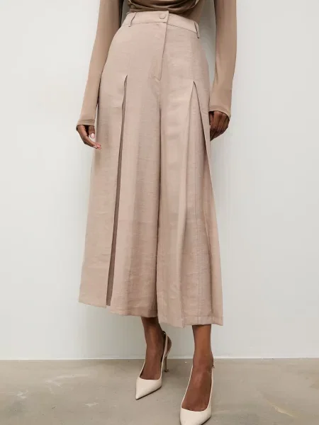 Answear.LAB pantaloni culottes pentru femei cu lyocell bej