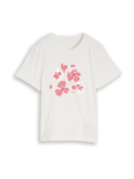 TOM TAILOR Tricou roz pitaya alb