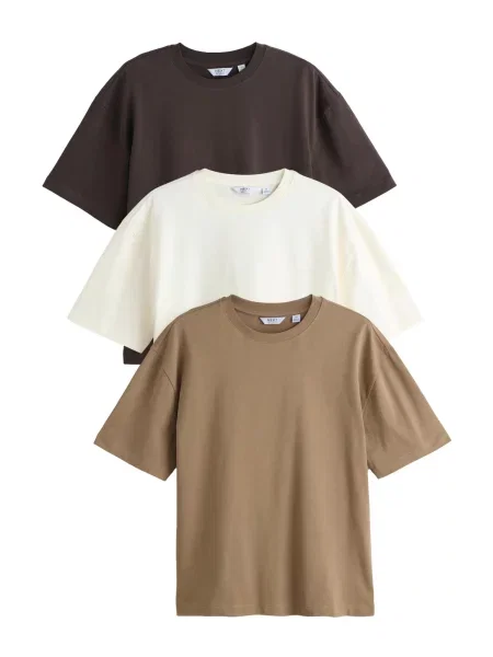 Next Tricou maro închis / kaki alb