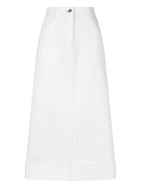 Fustă din denim Studio Tomboy până la genunchi alb
