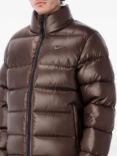 Iš natūralios odos retro stiliaus kelnės Nike apvaliu kaklu ruda