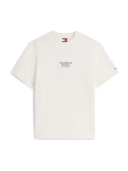 Tommy Jeans Tricou SAILBOAT crem / verde petrol negru