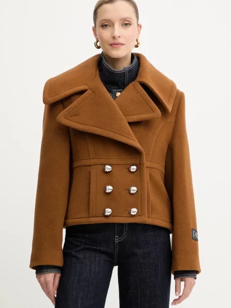 Patou płaszcz z dodatkiem wełny brązowy