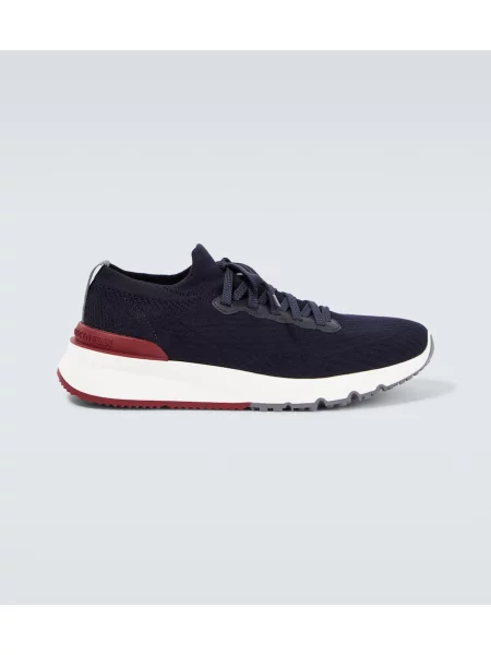 Sneakerși Brunello Cucinelli tricotate albastru