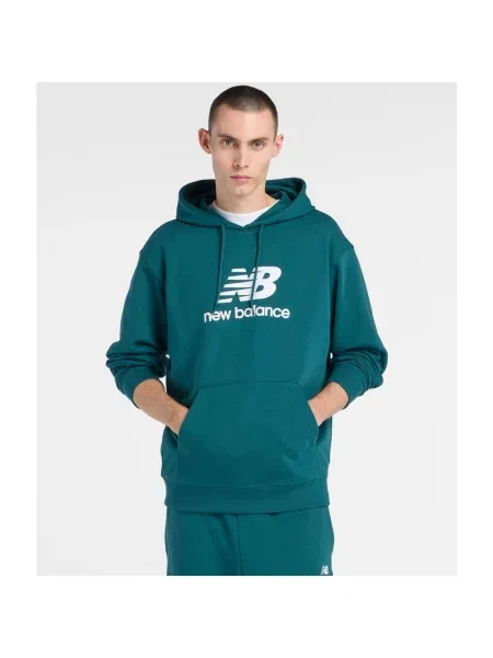 Bluza z kapturem New Balance Sport Essentials French Terry Logo turkusowa S niebieska