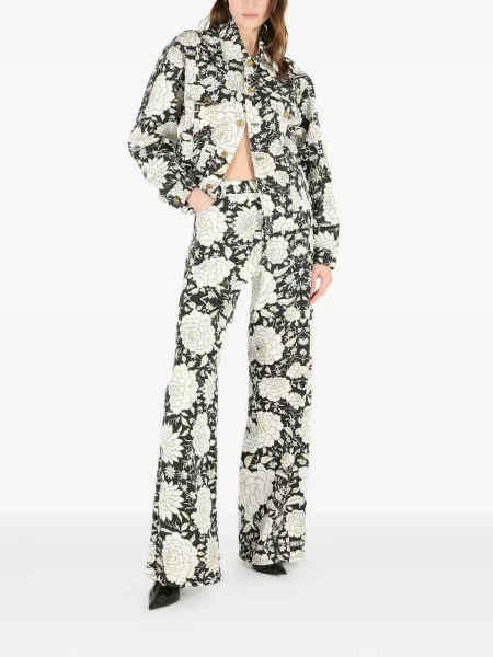 Geacă de blugi Roberto Cavalli cu model floral cu imagine alb