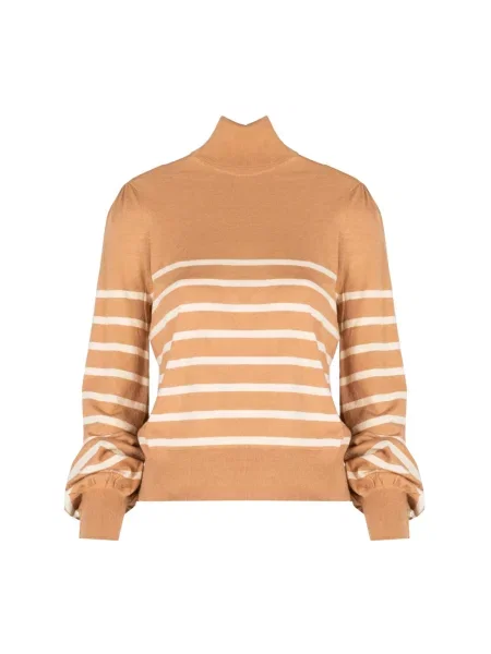Sweter z golfem Liu Jo elegancki do golfa brązowy
