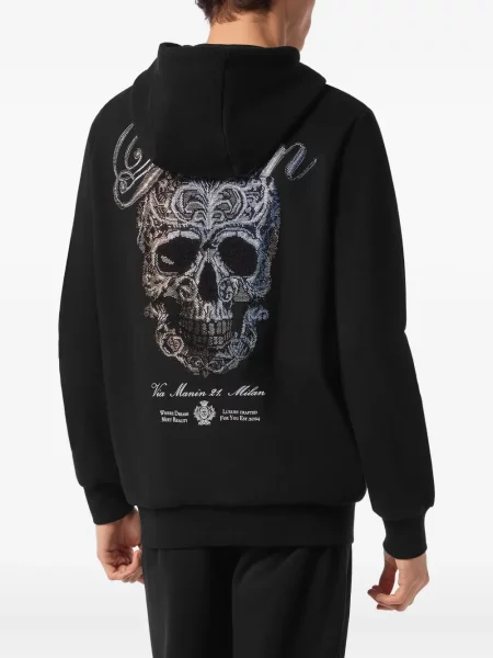 Суичър с качулка Philipp Plein с кристали черно