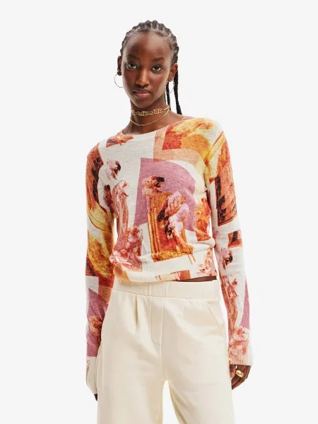 Pulover Desigual alb