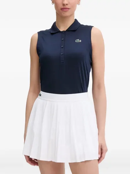 Tricou polo Lacoste fără mâneci cu autograf albastru