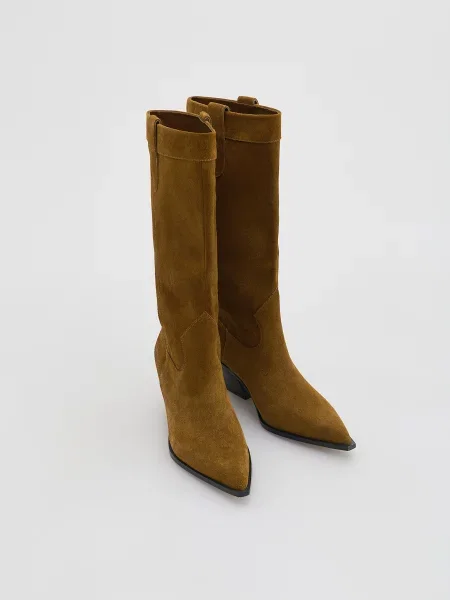 Замшевые ботфорты Reserved коричневые