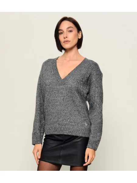 GUESS Pulover Jolene cu adaos de lână gri