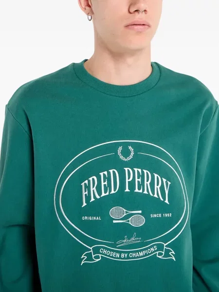 Hanorac crewneck Fred Perry verde