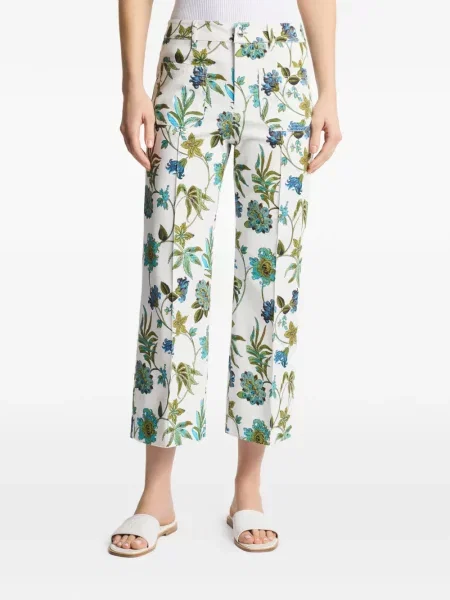 Pantaloni Fay cu model floral alb